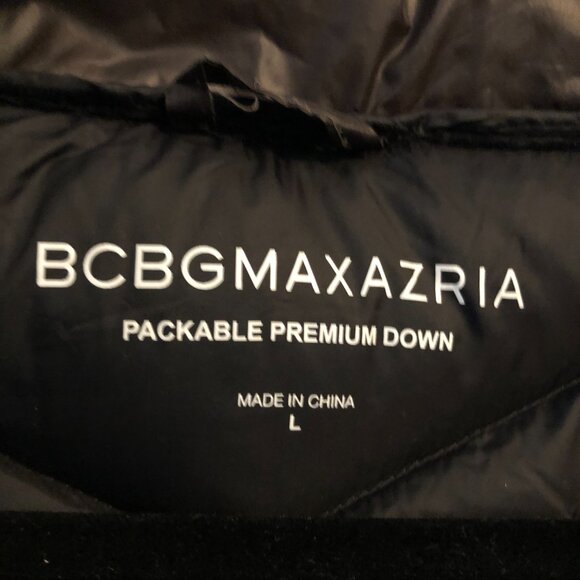 BCBG PACKABLE PREMIUM DOWN COAT WITH HOOD BLACK L NWOT - Picture 4 of 14